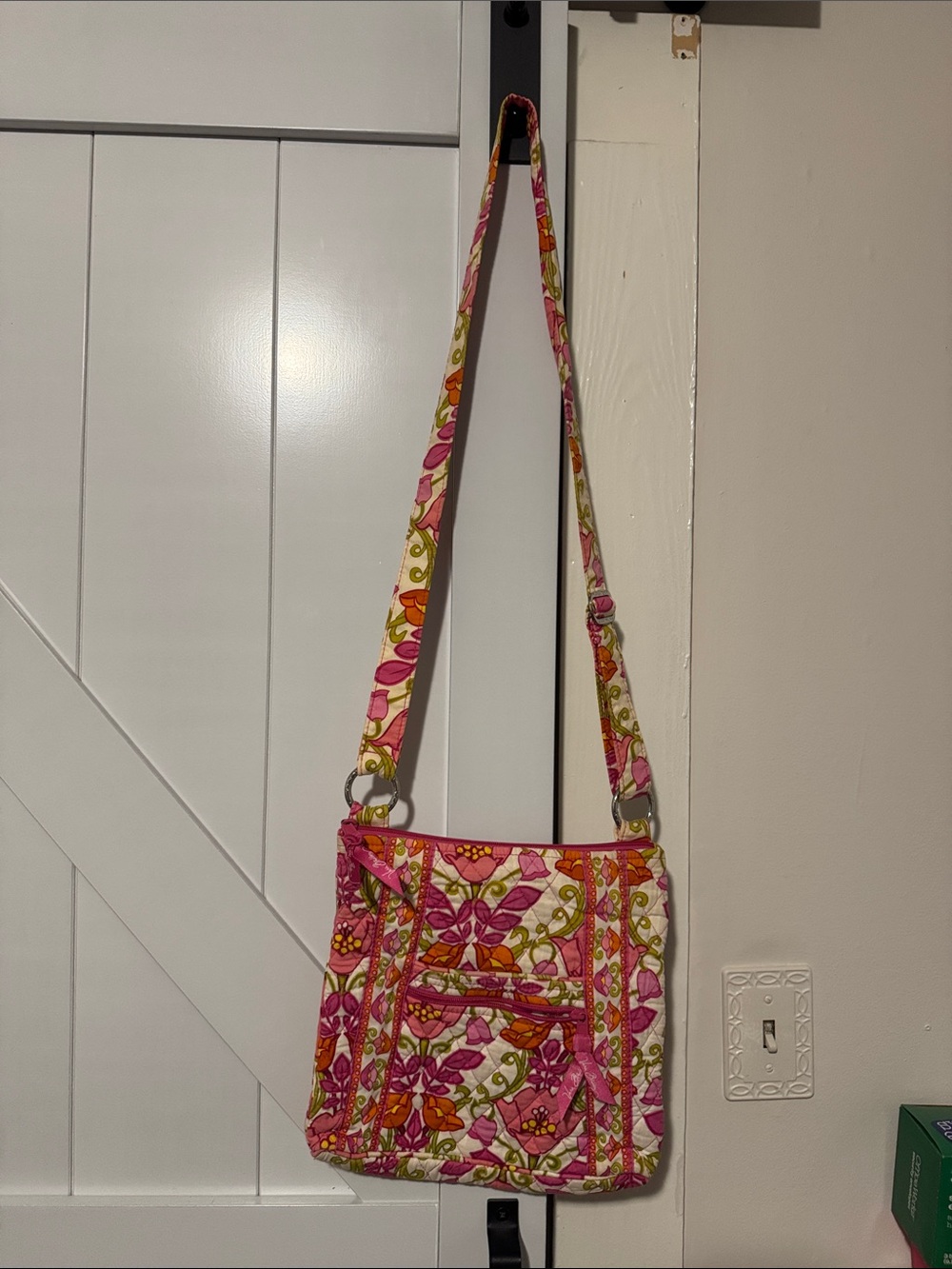 Vera Bradley Floral Quilted Crossbody Bag in Pink and Orange